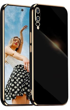 Kaywzo Cover per Huawei P20,Custodia Ultra Sottile Morbido Placcatura TPU,Brillant Specchio Silicone Antiurto Protettivo Phone Case Cover,Nero