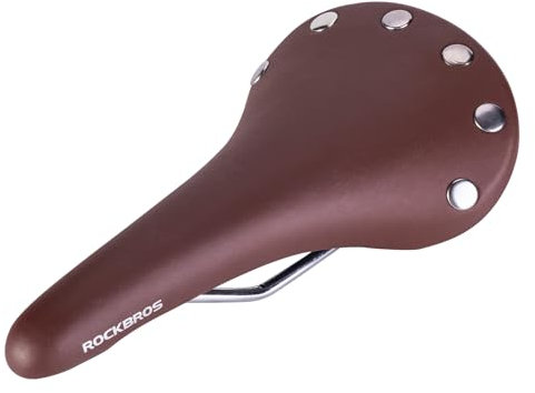 ROCKBROS Vintage Fahrradsitz, Wasserdichter Sattel, Bequemer Fahrradsitz für Unisex-Erwachsene, Braun, Geeignet für Stadtradfahren