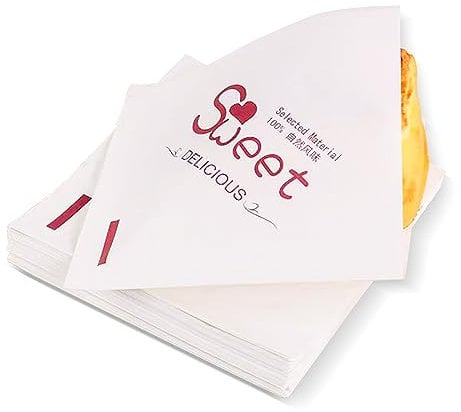 Greaseproof Paper Bags, 100 Sheets Triangle Burger Pouches Paper Snack and Sandwich Bags 15x15cm Non-Stick for Hamburger Bread Doughnut Crepes Fried Food, White