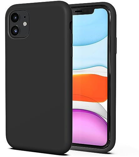 TAXXOE Silicone Case with iPhone 11 Case Soft Ultra Slim Protective Shockproof Liquid Silicone Phone Case,Anti-Scratch Microfiber Lining,6.1 inch-Black