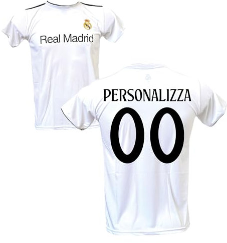 Maglia Home Real M a d r i d 2024/2025 Ufficiale Autorizzata Taglie da Adulto e Bambino. Personalizza con Il Tuo Nome o Il Nome del Tuo Giocatore Preferito (14 Anni)