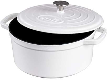 AILIBOO Dutch Oven Dutch Oven 4,5 Quart White Enameled Cast Iron Dutch Oven with Lid, Household Round Nonstick Cast Iron Crock Pot - Pearl White