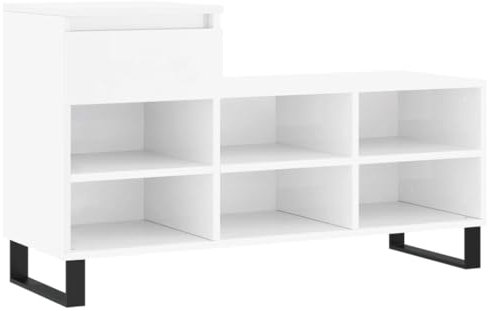 vidaXL Schuhregal, Schuhschrank mit 1 Schlade 6 Fächern, Schuhaufbewahrung mit viel Stauraum, Flur Schrank Schuhablage Schuh Organizer, Hochglanz Weiß Holzwerkstoff