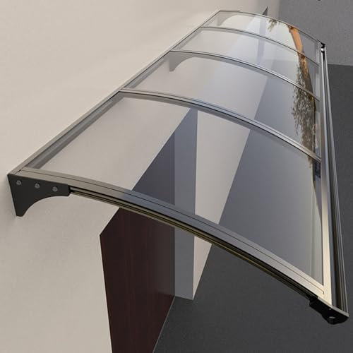 Window Awnings Exterior Front Door Canopy, Polycarbonate Awning Canopy, Aluminum Awning For Door Entrance, UV Rain Snow Sunlight Protection Hollow Sheet Waterproof ( Color : Black , Size : 80x200cm )