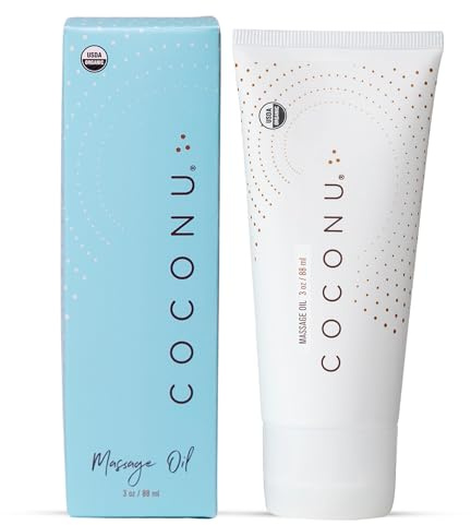 Coconu Organic Coconut Massage Oil for Couples, Edible, Unscented, 3 oz