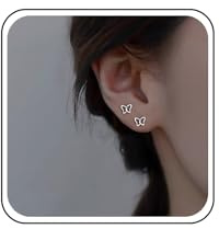 Inateannal Kleine Schmetterling Ohrstecker Silberne Winzige Schmetterling Ohrringe Hohle Schmetterling Ohrringe Ohrstecker Minimalistische Schmetterling Kontur Ohrringe Schmuck Für Frauen Und Mädchen
