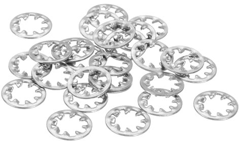 QUARKZMAN 25Pz Rondelle Bloccanti a Stella con Denti Interni, Rondelle Bloccanti Serrate Interne in Acciaio Inossidabile da 5/16 Pollici per Fissaggi Meccanici, Tono Argento
