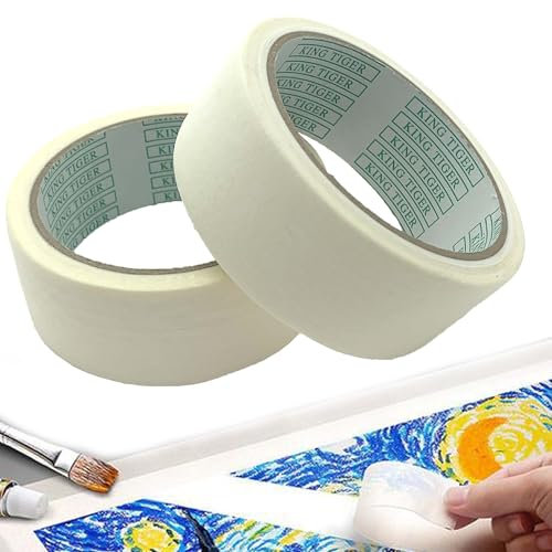 Nastro decorativo in carta crespa, 2 pezzi, 2 cm x 20 m, protezione per studenti d'arte, riso ad alta viscosità, colore bianco, decorazione a spruzzo, bella cucitura (3,5 cm)