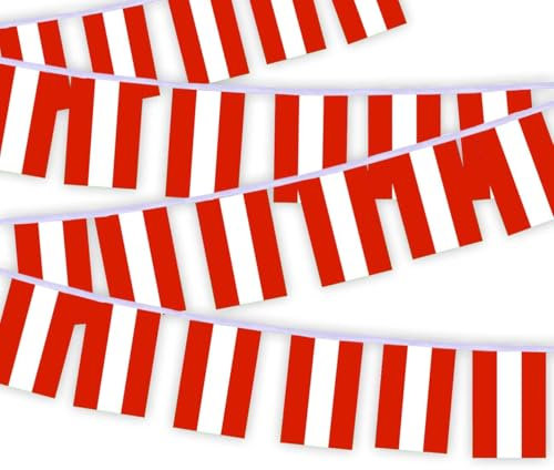 30 Stück Österreich Flaggenkette Fahnen, 10 Meter Österreichische Bevölkerung Rechteck Seilfahnen, dekorative Banner verwendet, um Innenhöfe zu schmücken String Austria