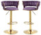 Moderne Barhocker aus Samt, 2er-Set, höhenverstellbar, drehbar, Barhocker + goldene Metall-Küchenstühle mit Rückenlehne für Bar & Café