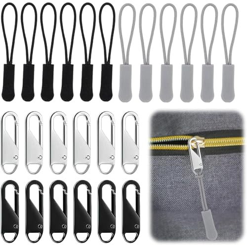 Kit 24 Cerniere Lampo Universali - Chiusure Lampo in Lega di Zinco per Valigia, Zaino, Stivali e Giacche - Colore e Stile Vari, Riutilizzabili, Facili da Sostituire - Utile per Riparazioni e Progetti