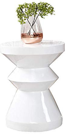 Ecktisch aus Glas und Stahl, kleiner runder Beistelltisch, Couchtisch im Industriestil, Sofatisch, geeignet für Wohnzimmer, Büro, Schlafzimmer, 4 Farben (Farbe: Weiß, Größe: 15,7415,7420,27