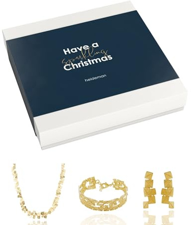 Heideman Damen X-MAS Schmuck Geschenkbox in Gold – Edelstahl Schmuckset in Größe S mit Kette & Armband – Allergikerfreundlich
