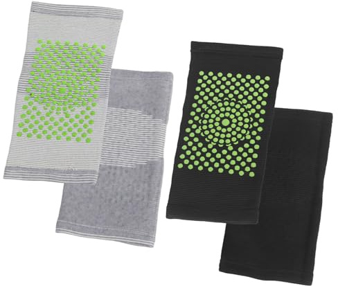 2 Pairs of Heated Knee Pads, Warm Knee Pads, Elastic Knee Pads, Leg Care Products, Unisex (Black, Gray)