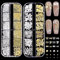 Gold Nail Charms - Silver Nail Gems & Bow Nail Charms - 3D Nail Charms - Metal Nail Gems for Nail Art - 2 Boxes Flat Back Nail Rhinestones and Bow Nail Jewelry for Nail Decorations
