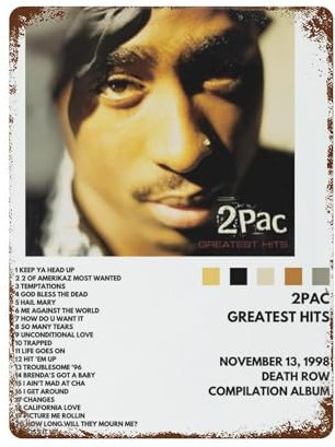 2Pac Greatest HitsEisenblech, Gemälde, Eisenblech, Malerei, Rost, Poster, dekorative Charaktere, Film, Eisenblech, Künstlerhaus, dekorativer Malstil, 2040 x 30 cm
