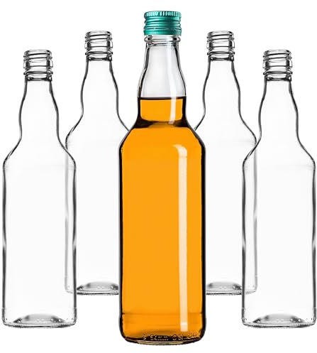 KADAX Lot de 10 bouteilles en verre à remplir - 500 ml - Bouteilles de liqueur vides avec bouchon à vis - Bouteilles pour liqueur, liqueur, eau-de-vie - Vert