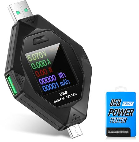 diymore USB Tester Messgerät 2-in-1 Typ C Multimeter 1.44 inch LCD Digital Multimeter Strommesser Power Meter, Spannung Voltmeter, Strom, Leistungskapazitä Detektor