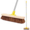 12 Yard Brush Garden Broom Outdoor with Long Handle, Natural Stiff Bassine Hard Bristle Outside Sweeping Brush, Heavy Duty Patio Deck Scrubber