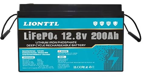 12V 200Ah LiFePO4 Battery, 5000+ Deep Cycle,Rechargeable Lithium Ion Phosphate Leisure Battery with BMS,for Trolling Motor, Kids Scooters, Power Wheels, Fish finder,Outdoor Camping