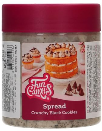 FunCakes Spread Crunchy Black Cookies: Aufstrich Knusprige Schwarze Kekse, gut zum Schichten zwischen Kuchen, zum Auftragen auf oder in Gebackene Cakes - 250g