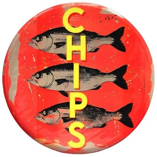 Gift Company - Tablett, Dekotablett - Love Trays, Dekotablett - Motiv: Fish & Chips, Eisen - Farbe: rot - (ØxH) 31 x 1 cm