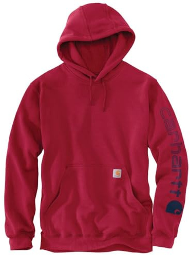 Carhartt Men's Loose Fit Midweight Logo Sleeve Graphic Sweatshirt, Industry Red, L