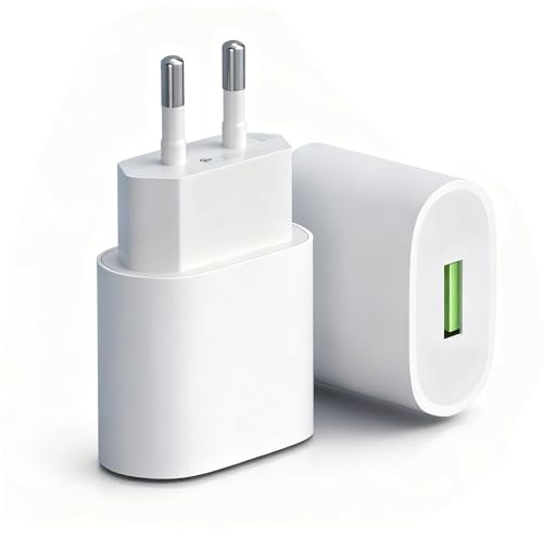 2er-Pack USB Ladegerät, 18W Quick Charge 3.0 Schnellladegerät USB Netzteil für iPhone 16 15 14 Plus Pro Max 13 12 11 SE Samsung Android Adapter Charger Ladestecker Power Stecker Netzteil