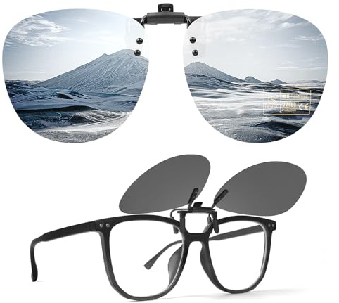 TEMSO Occhiali da sole con clip per uomo e donna, occhiali da sole classici polarizzati a clip per guida, visione chiara, antiriflesso, Specchio Argento Cat.3, XL 60*53MM