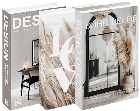 Lot de 3 faux livres décoratifs élégants pour table basse, étagère, décoration de luxe pour la maison