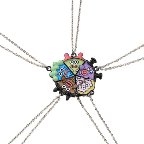 APLudoo 5 Stück Cartoon-Pizza-Charm-Halskette, Freundschaftsketten, Schmuck und Zubehör
