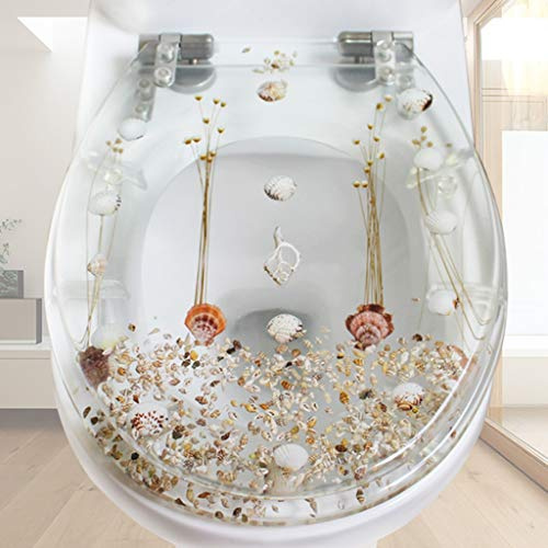 Round Toilet Seat, Large Selection of Beautiful Toilet Seats, Standard Resin Toilet Lid, Quick Release Hinges, B