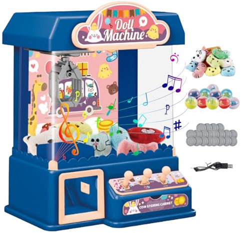 Gcroet Macchina per Artigli per Bambini 3+ con luci e Suoni Mini distributore Automatico a Batteria/USB Mini Giochi Divertenti per Caramelle con Giocattoli 9, 6x7, 4x12, 8 Pollici Blu..