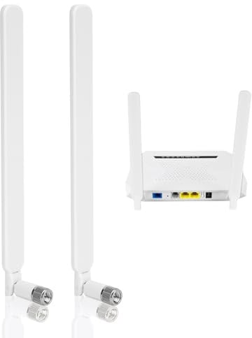 2 Stück 4G LTE Antenne SMA Male 9dBi, WLAN Antenne Dualband 2,4GHz 5GHz für LTE Router, Modem, Mobile Gateway, Kamera, Home Phone, Signalverstärker (Weiß)