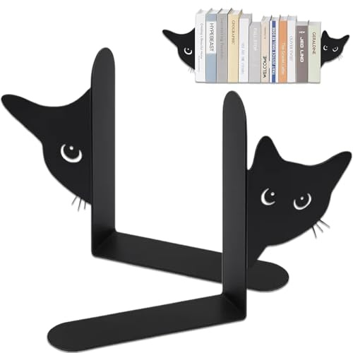 Serre Livre Chat, 2 Pièces Serre-Livres en Métal en Forme De Chat Décoratifs pour Les Amateurs De Livres, pour Les Études, La Bibliothèque, l'École, Le Bureau, La Maison