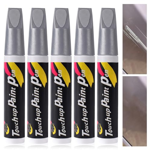 Dmrbiy 5 Stück Autolackstif,Lackstift Silber,Lackstift Silber Metallic Auto,Zur Effektiven Reparatur Von Kratzern Und Lackflecken An Felgen Von Autos, Motorrädern Und Fahrrädern