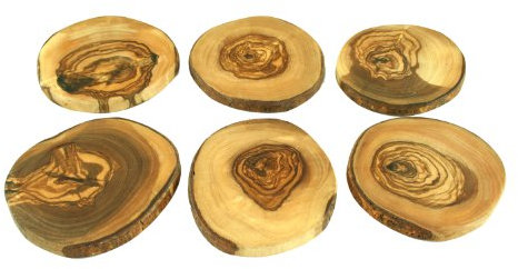 D.O.M. Untersetzer 6tlg. Set aus Olivenholz z. B. für Gläser