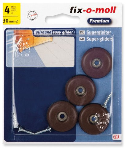 fix-o-moll Universal PTFE Gleiter mit Schraube 30 mm 4 Stück braun, 3566446