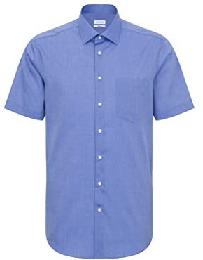 Seidensticker Herren Mens Regular Shortsleeve Businesshemd, Mittelblau(003001), 50 EU