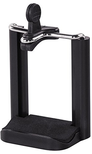 Hama Smartphone-Halterung für Stativ und Selfie-Stick (1/4 Zoll Stativgewinde, Breite 5,5 - 8,2 cm variabel, universell passender Handy-Adapter für iPhones und Android Handys) schwarz
