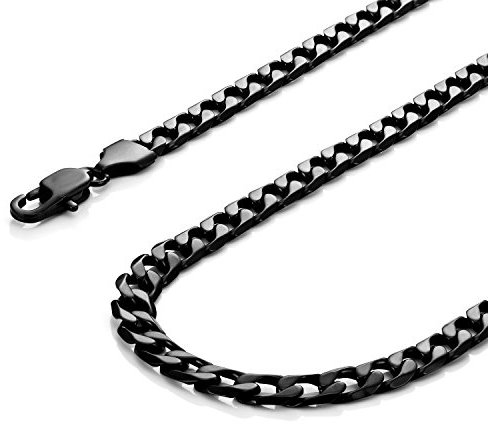URBAN JEWELRY Powerful Mens Necklace Black 316L Stainless Steel Chain 46, 54, 59, 66-cm, (6mm)