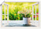 ARTLAND Wanddeko Poster & Kunstdrucke Wandposter Fensterblick Fenster Botanik Blumen Gänseblümchen Garten Frühling T4UG