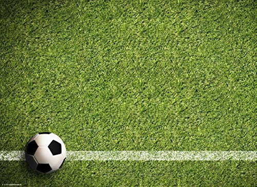 Tischsets I Platzsets - Fussball mit Linie auf dem Rasen“ - 12 Stück in hochwertiger Aufbewahrungsmappe