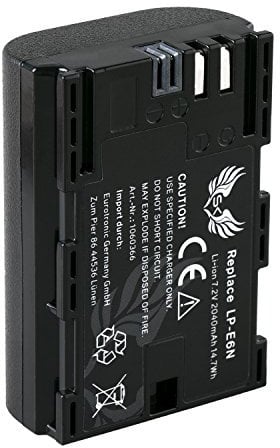 SK Akku kompatibel mit Canon LP-E6N < 2040mAh > LP-E6NH LP-E6 für Canon EOS R Ra R5 R6 II R7-5DS 5D Mark III IV - 6D 7D 60D 70D 80D 90D - XC15