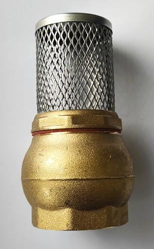Messing-Fußventil mit Edelstahl-Saugkorb - Rückschlagventil - Innengewinde zum Anschluss an Pumpen, 1 1/2 IG - 45 mm