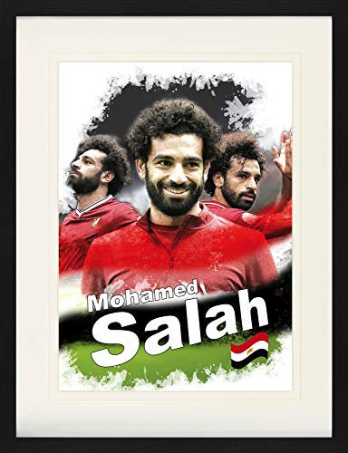 1art1 Fußball Poster Mohamed Salah, LFC Gerahmtes Bild Mit Edlem Passepartout | Wand-Bilder | Im Bilderrahmen 80x60 cm