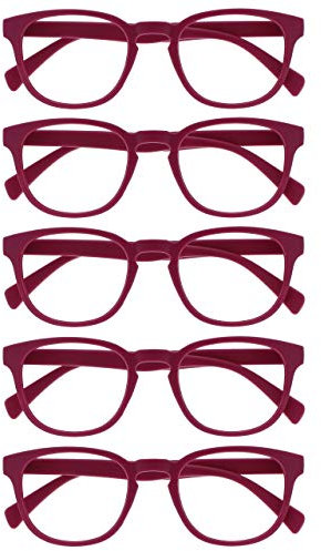 OPULIZE Pop 5 Pacco Retrò Giro Colore Rosa Fucsia Opaco Liscio Uomo Donna Occhiali Da Lettura Cerniere Molla RRRRR2-4 +2,50