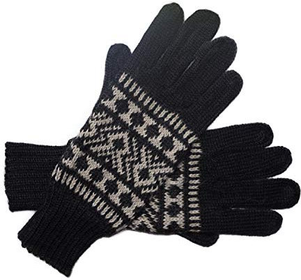 Posh Gear Alpaka Handschuhe Guantofigura Fingerhandschuhe Damen Herren aus 100% Alpakawolle, schwarz, Größe M