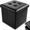 Nyxi Faux Leather 38 * 38 * 38cm Black Ottoman Foldable Storage Boxes Seat Foot Stool Storage Box with Lids for Kids Toys, Bedroom, Hallway, Living Room