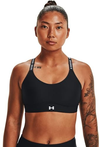 Under Armour Damen Sport BH Infinity Mid Covered Sport-BH, Black/Black/Jet Gray (001), XS, 1363353-001